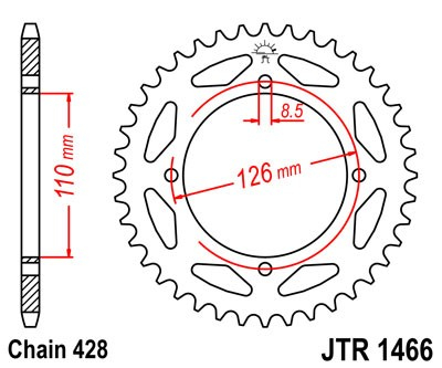 Piese moto - Foaie spate JT JTR 1466-44 44T, 428