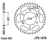Piese moto - Foaie spate JT JTR 1478-40 40T, 520