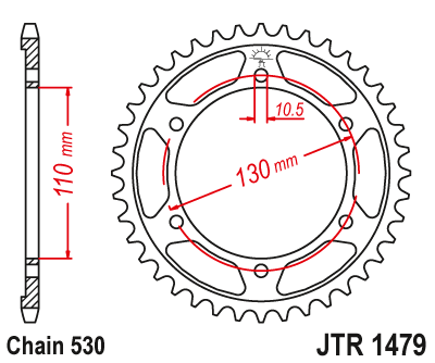 Piese moto - Foaie spate JT JTR 1479-47ZBK 47T, 530 Black Zinc