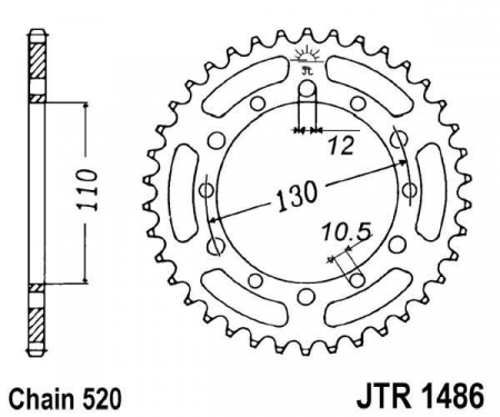 Piese moto - Foaie spate JT JTR 1486-40 40T, 520