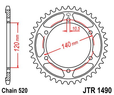 Piese moto - Foaie spate JT JTR 1490-44 44T, 520