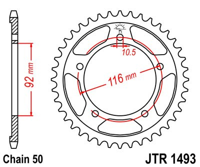 Piese moto - Foaie spate JT JTR 1493-41 41T, 530