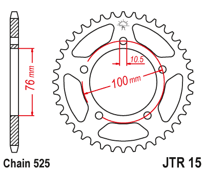 Piese moto - Foaie spate JT JTR 15-44 44T, 525