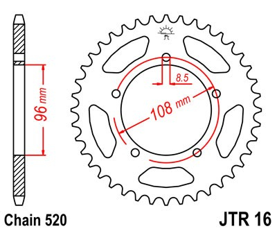 Piese moto - Foaie spate JT JTR 16-40 40T, 520
