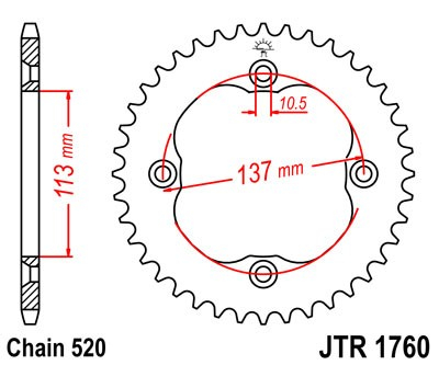 Piese moto - Foaie spate JT JTR 1760-40 40T, 520