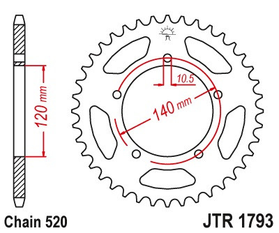 Piese moto - Foaie spate JT JTR 1793-43 43T, 520