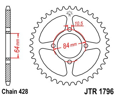 Piese moto - Foaie spate JT JTR 1796-49 49T, 428