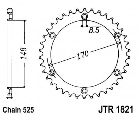 Piese moto - Foaie spate JT JTR 1821-47 47T, 525