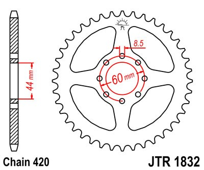 Piese moto - Foaie spate JT JTR 1832-52 52T, 420