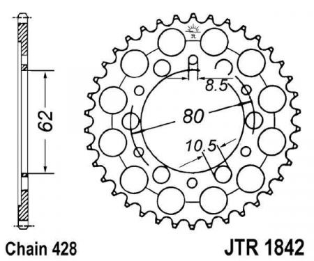 Piese moto - Foaie spate JT JTR 1842-52 52T, 428