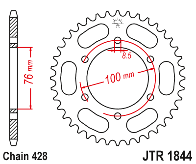 Piese moto - Foaie spate JT JTR 1844-48ZBK 48T, 428 Black Zinc