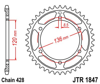 Piese moto - Foaie spate JT JTR 1847-51 51T, 428