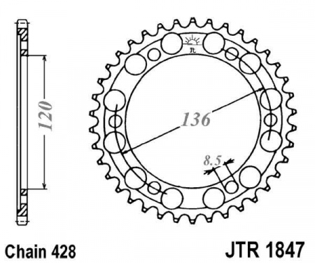 Piese moto - Foaie spate JT JTR 1847-57 57T, 428