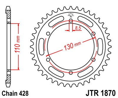 Piese moto - Foaie spate JT JTR 1870-44 44T, 428