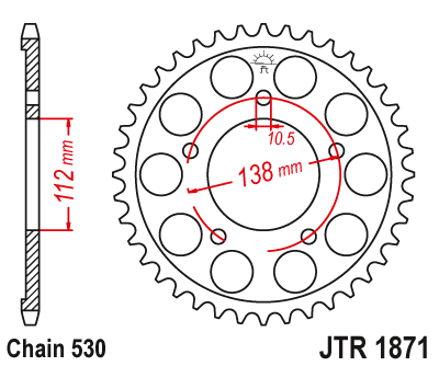 Piese moto - Foaie spate JT JTR 1871-48ZBK 48T, 530 Black Zinc