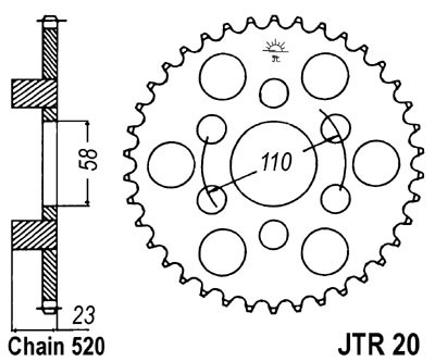 Piese moto - Foaie spate JT JTR 20-40 40T, 520