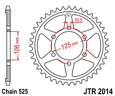 Piese moto - Foaie spate JT JTR 2014-47 47T, 525