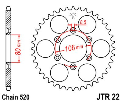 Piese moto - Foaie spate JT JTR 22-45 45T, 520