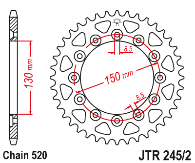 Piese moto - Foaie spate JT JTR 245/2-41 41T, 520