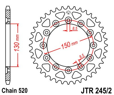 Piese moto - Foaie spate JT JTR 245/2-52 52T, 520