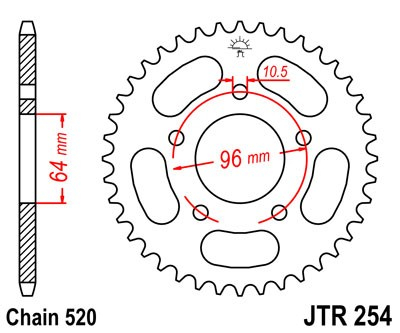 Piese moto - Foaie spate JT JTR 254-37 37T, 520