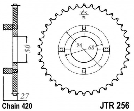 Piese moto - Foaie spate JT JTR 256-38 38T, 420