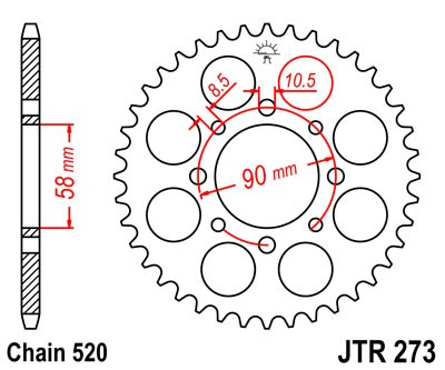 Piese moto - Foaie spate JT JTR 273-45 45T, 520