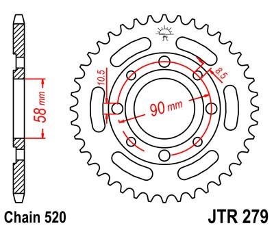 Piese moto - Foaie spate JT JTR 279-33 33T, 520