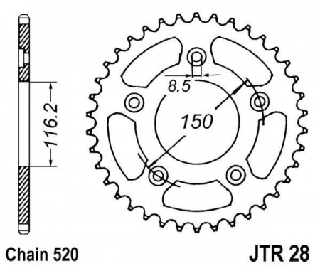 Piese moto - Foaie spate JT JTR 28-42 42T, 520