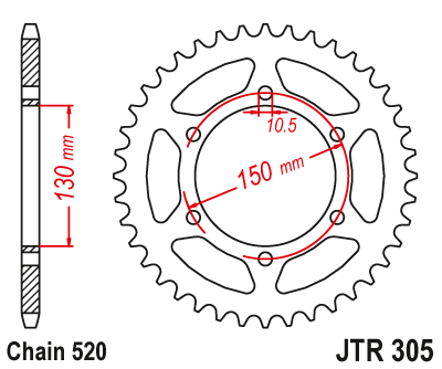 Piese moto - Foaie spate JT JTR 305-46ZBK 46T, 520 Black Zinc