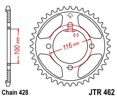 Piese moto - Foaie spate JT JTR 462-52 52T, 428