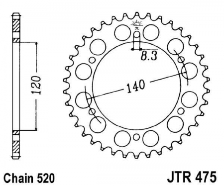 Piese moto - Foaie spate JT JTR 475-44 44T, 520