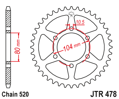 Piese moto - Foaie spate JT JTR 478-45 45T, 520