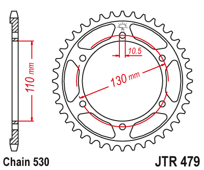 Piese moto - Foaie spate JT JTR 479-44 44T, 530