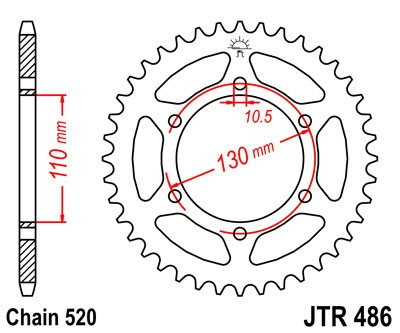 Piese moto - Foaie spate JT JTR 486-43 43T, 520