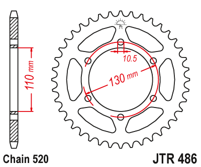 Piese moto - Foaie spate JT JTR 486-45 45T, 520