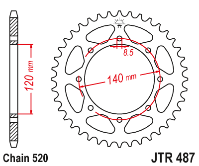 Piese moto - Foaie spate JT JTR 487-43 43T, 520