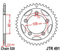 Piese moto - Foaie spate JT JTR 491-40 40T, 520