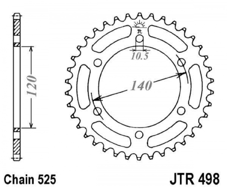 Piese moto - Foaie spate JT JTR 498-44 44T, 525