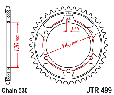 Piese moto - Foaie spate JT JTR 499-38 38T, 530