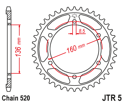 Piese moto - Foaie spate JT JTR 5-44 44T, 520