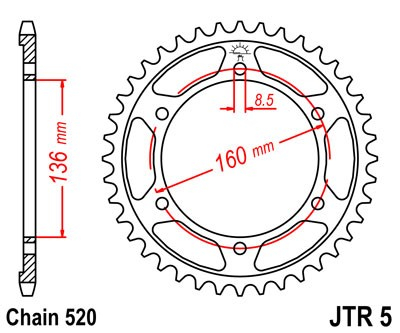 Piese moto - Foaie spate JT JTR 5-46 46T, 520