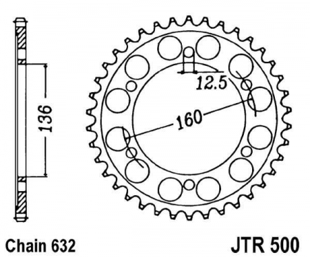 Piese moto - Foaie spate JT JTR 500-40 40T, 632