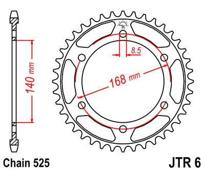 Piese moto - Foaie spate JT JTR 6-42 42T, 525