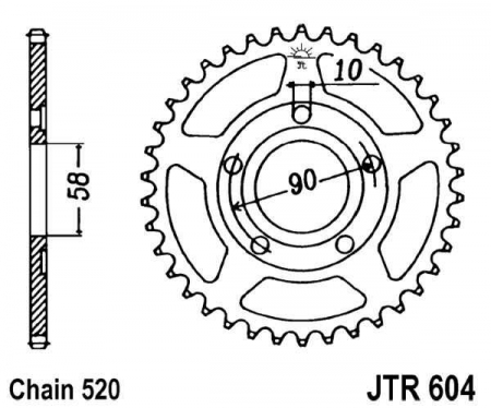 Piese moto - Foaie spate JT JTR 604-38 38T, 520