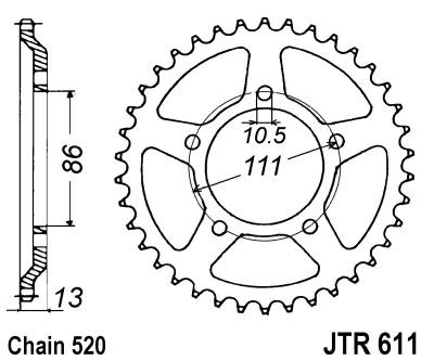 Piese moto - Foaie spate JT JTR 611-43 43T, 520