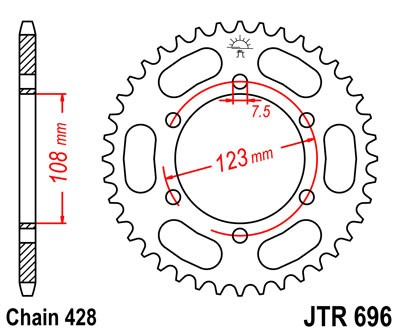 Piese moto - Foaie spate JT JTR 696-49 49T, 428