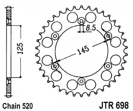Piese moto - Foaie spate JT JTR 698-44 44T, 520