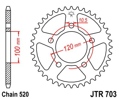 Piese moto - Foaie spate JT JTR 703-44 44T, 520