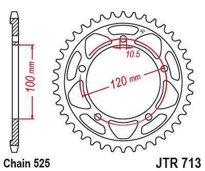 Piese moto - Foaie spate JT JTR 713-40 40T, 525
